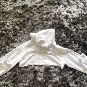 White Cropped Hoodie